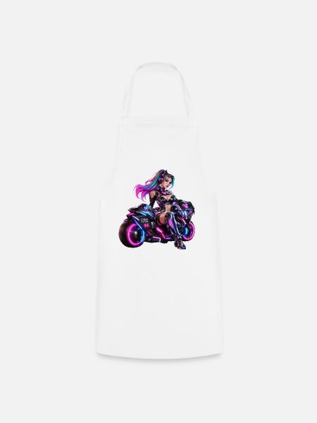 Cyber-Neon-Moto-Königin - Kochschürze - Weiß