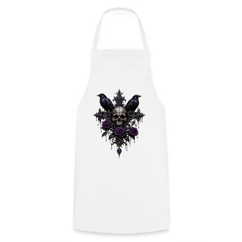 Gothic Totenkopf Rosen - Kochschürze - Weiß - Vorne - AI Model Male 185 dark (185cm)