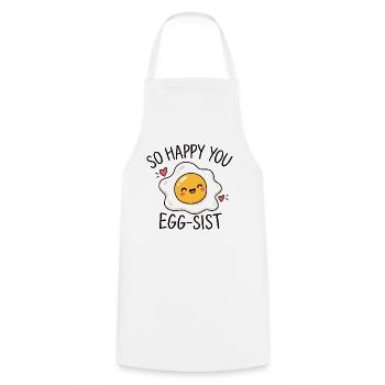 So happy you egg-sist Eier Wortwitz - Kochschürze - Weiß - Vorne - AI Model Male 185 dark (185cm)