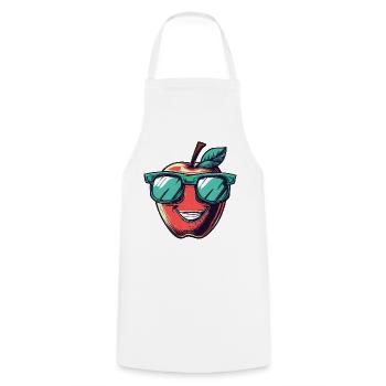 Lachender Apfel mit grüner Sonnenbrille - Kochschürze - Weiß - Vorne - AI Model Male 185 dark (185cm)