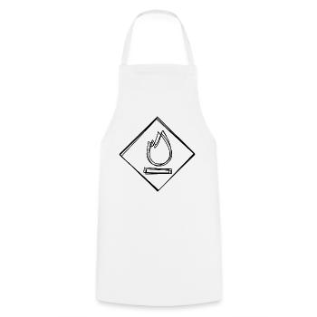 Gefahrensymbol Flamme handgezeichnet - Kochschürze - Weiß - Vorne - AI Model Male 185 dark (185cm)
