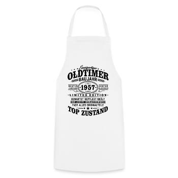 Oldtimer Baujahr 1957 Jahrgang Geburtstag Geschenk - Kochschürze - Weiß - Vorne - AI Model Male 185 dark (185cm)