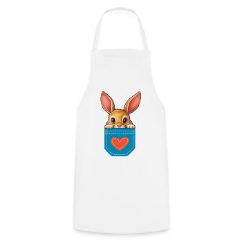 Hase in einer Tasche mit Herz - Kochschürze - Weiß - Vorne - AI Model Male 185 dark (185cm)