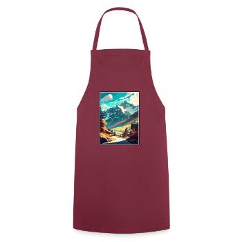 Mayrhofen Autriche Vintage voyage affiche Souvenir - Tablier de cuisine - bordeaux - Devant - AI Model Male 185 dark (185cm)