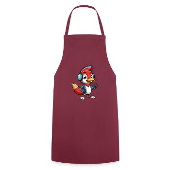 Woodpecker Lustige Zeichentrickfigur Kopfhörermusik - Kochschürze - Bordeaux - Vorne - AI Model Male 185 dark (185cm)
