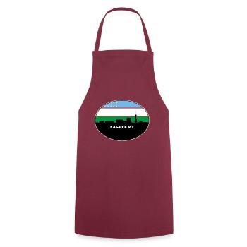 Taschkent Usbekistan Flagge Skyline Silhouette Reisen - Kochschürze - Bordeaux - Vorne - AI Model Male 185 dark (185cm)