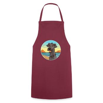 Schottischer Deerhound Hund Rasse Cartoon Kawaii Hund - Kochschürze - Bordeaux - Vorne - AI Model Male 185 dark (185cm)