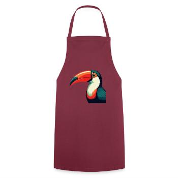 Toucan Cartoon Character Colorful Pet Animal - Cooking Apron - bordeaux - Front - AI Model Male 185 dark (185cm)