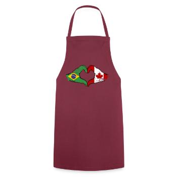 Brazil Canada Flag Hands Heart Shape Used - Cooking Apron - bordeaux - Front - AI Model Male 185 dark (185cm)