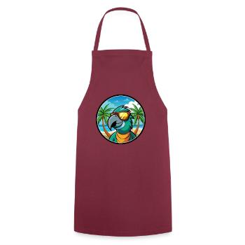 Perroquet Drôle Dessin Animé Plage Été Lunettes De Soleil Cool - Tablier de cuisine - bordeaux - Devant - AI Model Male 185 dark (185cm)