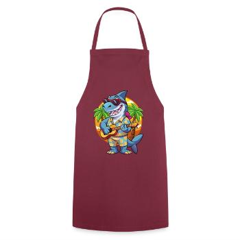 Funny Shark Summer Beach Sunglasses Hawaiian - Cooking Apron - bordeaux - Front - AI Model Male 185 dark (185cm)