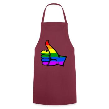 Regenbogenfarbe Flagge Hand alles klar Symbol - Kochschürze - Bordeaux - Vorne - AI Model Male 185 dark (185cm)