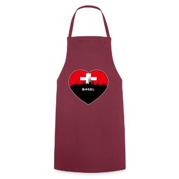 Flaggen-Skyline-Reise-Andenken Basel-Schweiz - Kochschürze - Bordeaux - Vorne - AI Model Male 185 dark (185cm)
