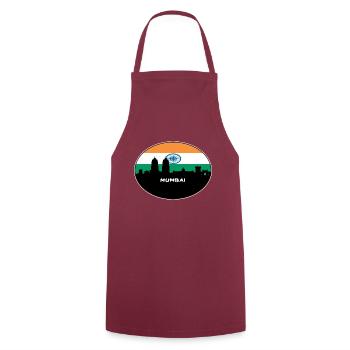 Mumbai, Indien, Flagge, Skyline, Silhouette, Travel - Kochschürze - Bordeaux - Vorne - AI Model Male 185 dark (185cm)
