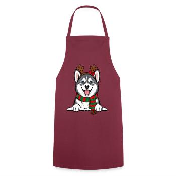 Weihnachten Alaskan Klee Kai - Kochschürze - Bordeaux - Vorne - AI Model Male 185 dark (185cm)