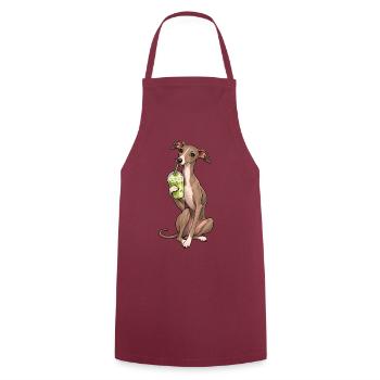 Italienisches Windspiel mit Matcha Latte - Kochschürze - Bordeaux - Vorne - AI Model Male 185 dark (185cm)