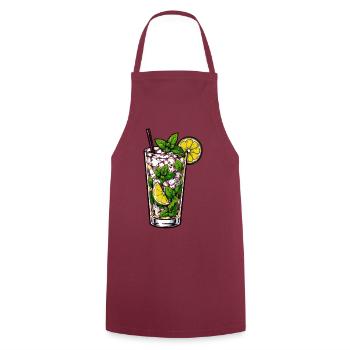 Minzlimonade im Glas - Kochschürze - Bordeaux - Vorne - AI Model Male 185 dark (185cm)