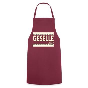 Ausbildung Geselle 2027 - Kochschürze - Bordeaux - Vorne - AI Model Male 185 dark (185cm)