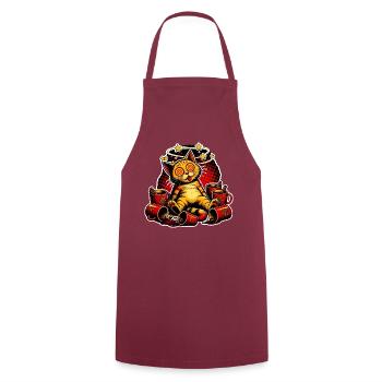 Katze Glühwein Betrunken Pop Art Comic T-Shirt - Kochschürze - Bordeaux - Vorne - AI Model Male 185 dark (185cm)