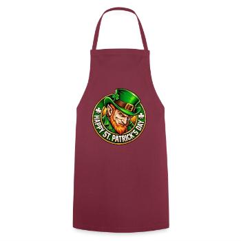 Grüner Leprechaun Charme - Kochschürze - Bordeaux - Vorne - AI Model Male 185 dark (185cm)