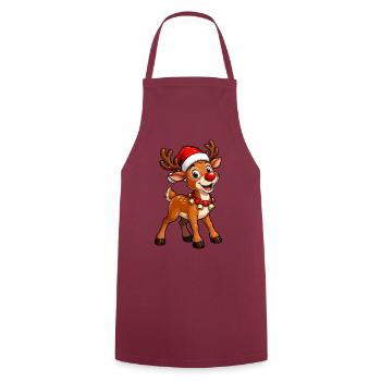 Rentier mit Weihnachtsmütze - Kochschürze - Bordeaux - Vorne - AI Model Male 185 dark (185cm)