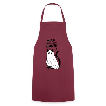Miau äh ich meine Buuh! - Katze Gespenst Halloween - Kochschürze - Bordeaux - Vorne - AI Model Male 185 dark (185cm)
