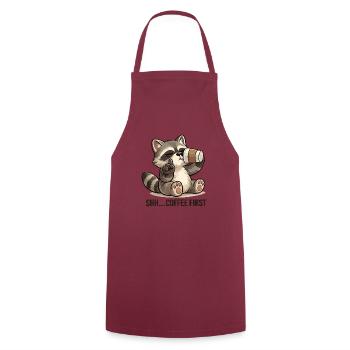 Waschbär mit Kaffee für Morgenmuffel - Kochschürze - Bordeaux - Vorne - AI Model Male 185 dark (185cm)