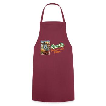 Kansas City Retro Vintage BBQ Jazz Fountains - Kochschürze - Bordeaux - Vorne - AI Model Male 185 dark (185cm)