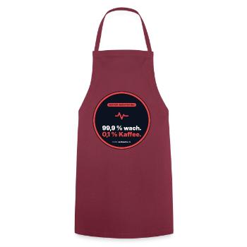 99,9 % Wach. 0,1 % Kaffee. Admin Shirt - Kochschürze - Bordeaux - Vorne - AI Model Male 185 dark (185cm)