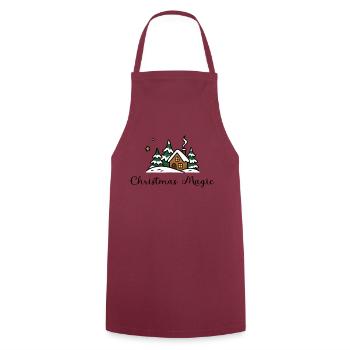 Christmas Magic – Winterliches Weihnachtshaus - Kochschürze - Bordeaux - Vorne - AI Model Male 185 dark (185cm)