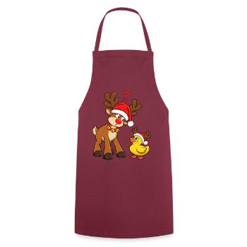 Rentier mit Ente Weihnachtsente Badeente - Kochschürze - Bordeaux - Vorne - AI Model Male 185 dark (185cm)