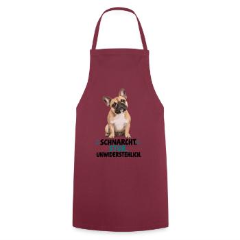  Französische Bulldogge Schnarcht Stur - Kochschürze - Bordeaux - Vorne - AI Model Male 185 dark (185cm)