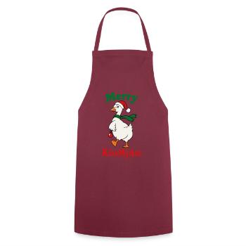 Merry KissMyAss – Weihnachtsgans mit Humor - Kochschürze - Bordeaux - Vorne - AI Model Male 185 dark (185cm)