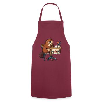 Holz All Inclusive Biber im Café - Kochschürze - Bordeaux - Vorne - AI Model Male 185 dark (185cm)