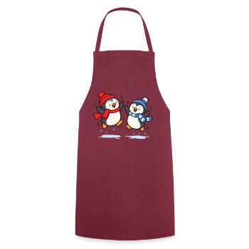 Fröhliche Pinguine im Winter - Kochschürze - Bordeaux - Vorne - AI Model Male 185 dark (185cm)