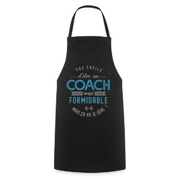COACH entraineur sportif cadeau - Tablier de cuisine - noir - Devant - AI Model Male 185 dark (185cm)