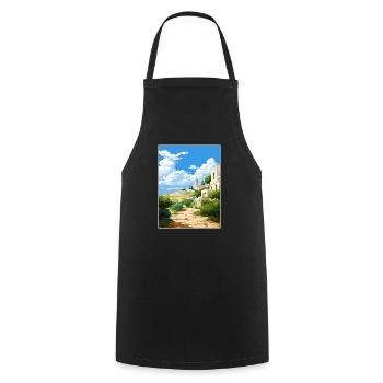 Apulien Italien Vintage Reiseposter WPA Souvenir - Kochschürze - Schwarz - Vorne - AI Model Male 185 dark (185cm)