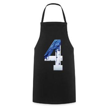 NR. 4 NUMMER 4 BLAU WEIß 4. GEBURTSTAG - Kochschürze - Schwarz - Vorne - AI Model Male 185 dark (185cm)