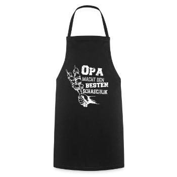 Opa macht den besten Schaschlik Grill Geschenk - Kochschürze - Schwarz - Vorne - AI Model Male 185 dark (185cm)