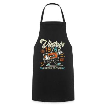 1976 Né en 1976 Vintage 50 Ans Musique - Tablier de cuisine - noir - Devant - AI Model Male 185 dark (185cm)