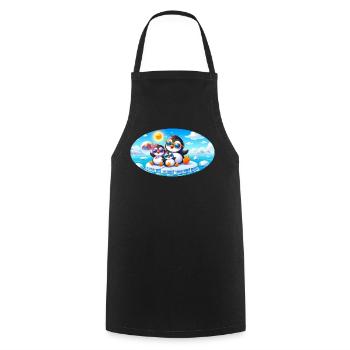 Lustige Pinguine - Kochschürze - Schwarz - Vorne - AI Model Male 185 dark (185cm)