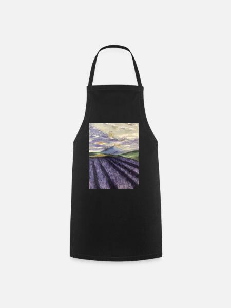 Ölgemälde Lavendel Lavendelfeld lila Landschaft - Kochschürze - Schwarz