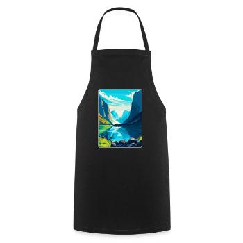 Die Fjorde Norwegen Vintage Reiseplakat Souvenir - Kochschürze - Schwarz - Vorne - AI Model Male 185 dark (185cm)