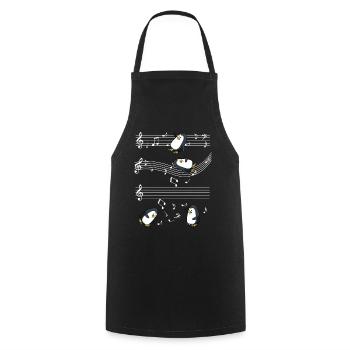 Musical penguins on music bar - Cooking Apron - black - Front - AI Model Male 185 dark (185cm)