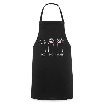 Rock Paper Scissors - Cat Paws - Cooking Apron - black - Front - AI Model Male 185 dark (185cm)