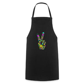 Peace Handzeichen Frieden Friedenssymbol Neon - Kochschürze - Schwarz - Vorne - AI Model Male 185 dark (185cm)