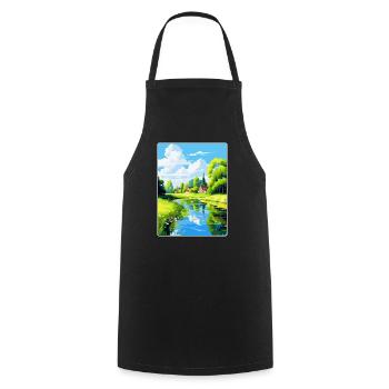 Spreewald Allemagne Affiche de voyage vintage souvenir - Tablier de cuisine - noir - Devant - AI Model Male 185 dark (185cm)