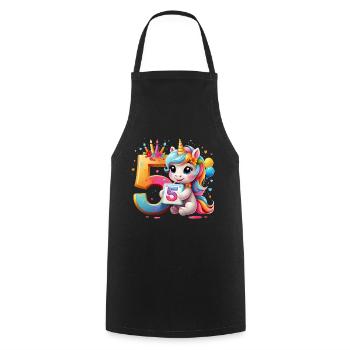 NUMBER 5 YEARS UNICORN 5TH BIRTHDAY - Cooking Apron - black - Front - AI Model Male 185 dark (185cm)