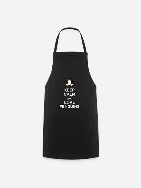 keep calm love Pinguine Linux nerd computer cpu lo - Kochschürze - Schwarz