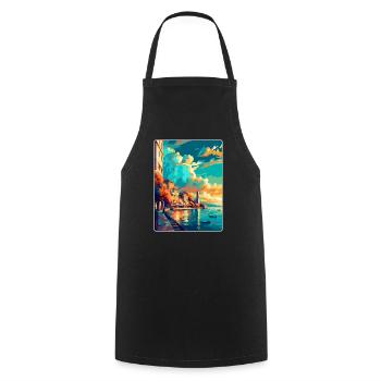 Thessalonique Grèce Affiche de voyage vintage souvenir - Tablier de cuisine - noir - Devant - AI Model Male 185 dark (185cm)